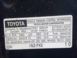 2016 TOYOTA PRIUS, BLACK, C MODEL, 1.5L, AT,  Z25257
